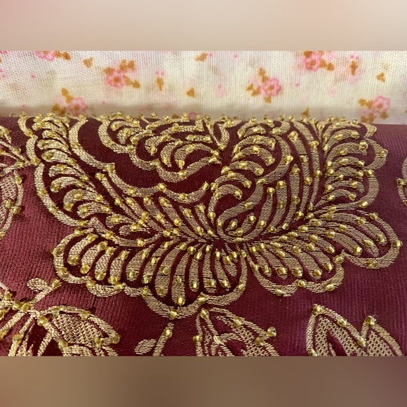 Target Limited Edition Embroidered Evening Clutch - Burgundy and Gold - Picture 5 of 8